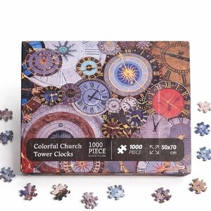 Colorful Church Tower Clocks 1000-Piece Jigsaw Puzzle | 50 × 70 cm